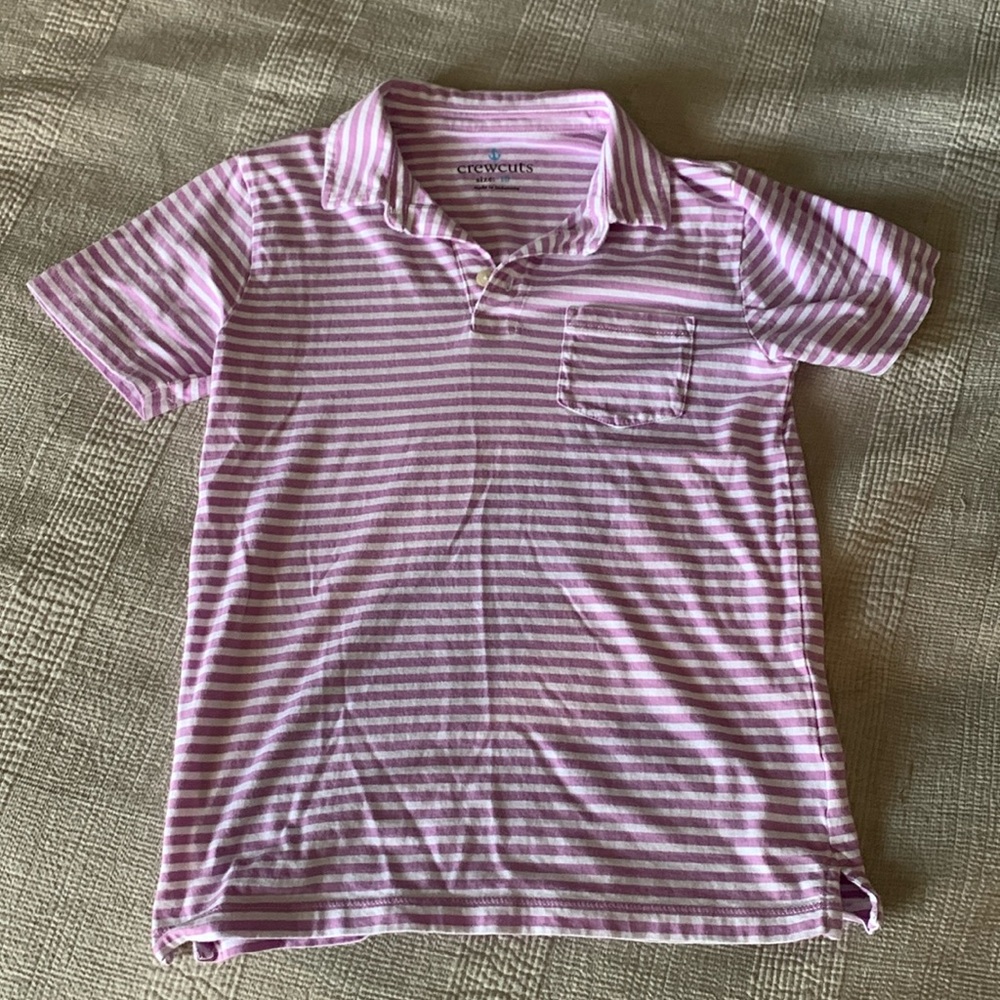 Kids size 10 Crewcuts light purple striped polo in good condition
